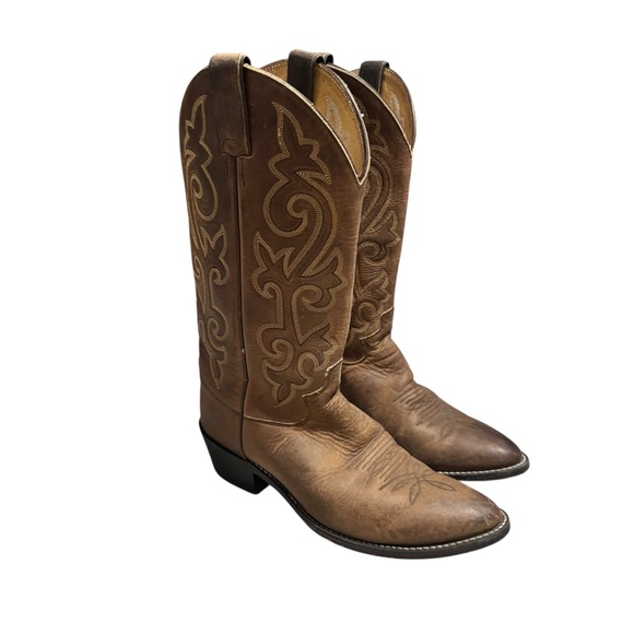 Justin Men's Leather Western Boots 2253 Buck 13" Round Toe Cowboy Size 8.5 D - Picture 4 of 7